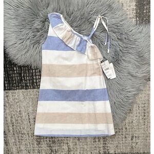 Childrenchic Girls White Cabana Stripes Linen‎ Dress Size 12Y NWT (MSRP $85)
